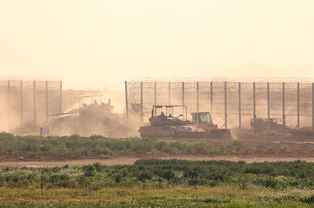 Israeli troops are seen near the border with Gaza Strip, in southern Israel. Photo: Xinhua