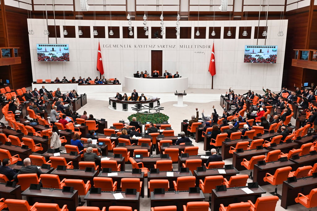 Turkish lawmakers in parliament in Ankara follow the debate over Sweden’s bid to join Nato on Tuesday. Photo: AP Turkish lawmakers in parliament in Ankara follow the debate over Sweden’s bid to join Nato on Tuesday. Photo: AP