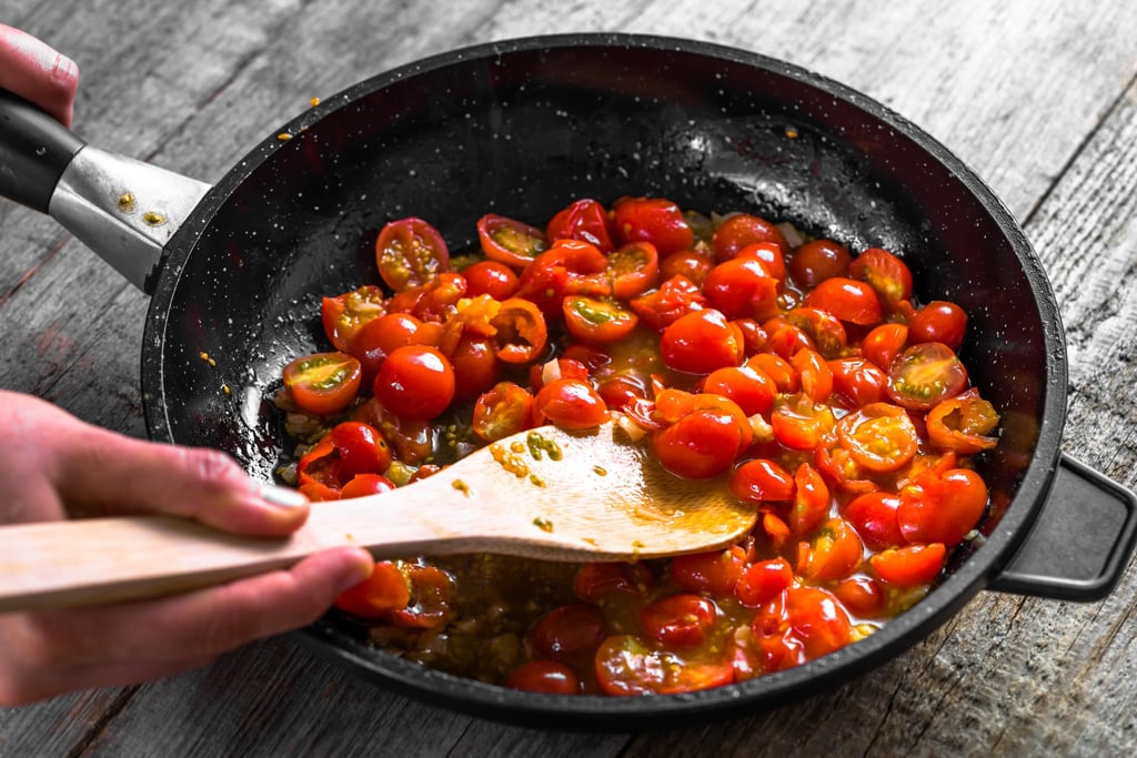 Cooking tomatoes can increase the benefits of the antioxidant lycopene they contain. Adding fat, such as olive oil, while cooking them can increase lycopene absorption by up to 4.4 times. Photo: Shutterstock