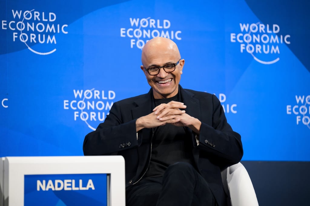 Microsoft chairman and CEO Satya Nadella at the World Economic Forum in Davos, Switzerland last week. Photo: EPA-EFE