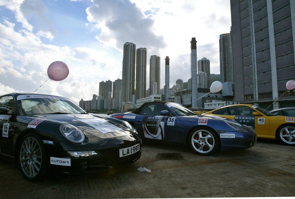 54 Porsches lined up at the China Merchants Wharf during the ‘2005 Hong Kong-Shanghai Charity Grand Tour’ inauguration ceremony in Sai Wan on 19 September 2005. Photo: Dustin Shum. 54 Porsches lined up at the China Merchants Wharf during the ‘2005 Hong Kong-Shanghai Charity Grand Tour’ inauguration ceremony in Sai Wan on 19 September 2005. Photo: Dustin Shum.