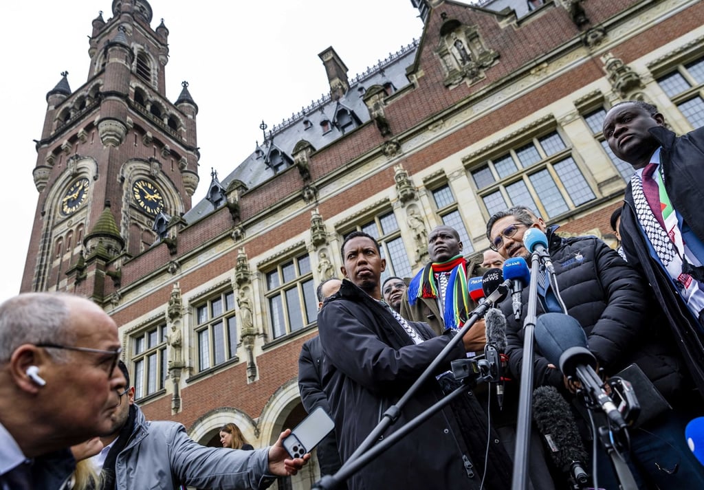 The South African delegation in front of the International Court of Justice on January 12. Photo: EPA-EFE The South African delegation in front of the International Court of Justice on January 12. Photo: EPA-EFE
