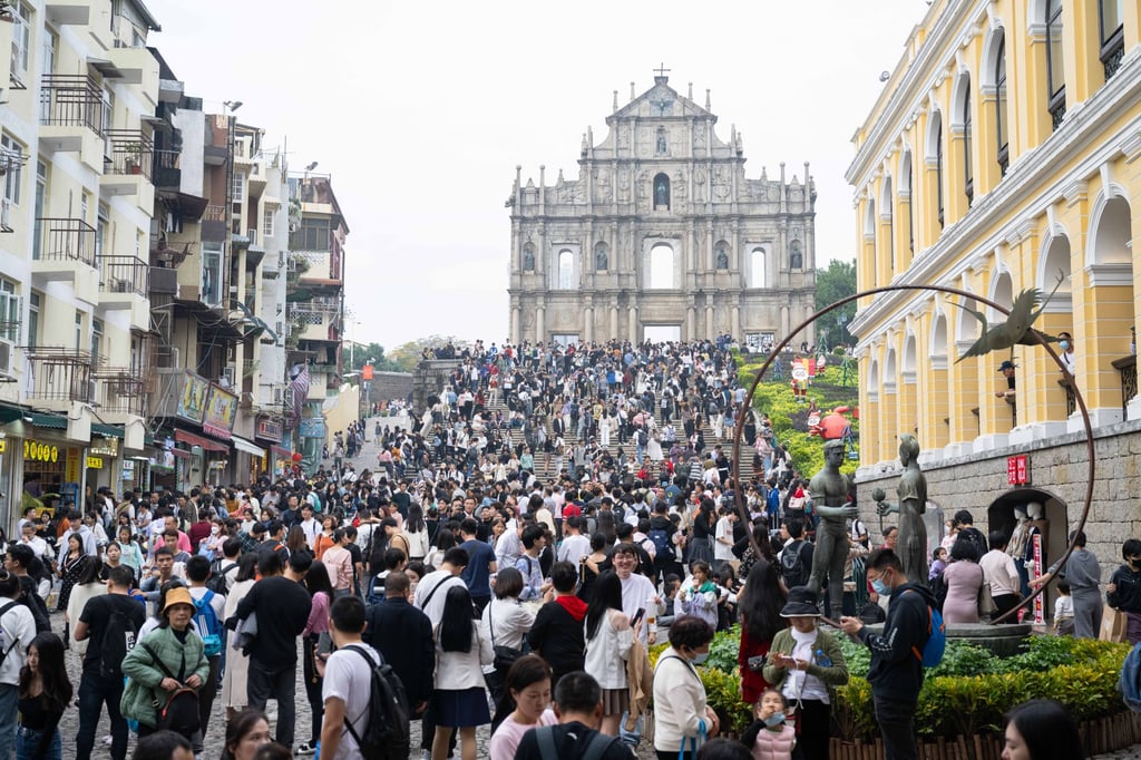 Tourists visit the Ruins of St Paul’s in Macau. Photo: Xinhua