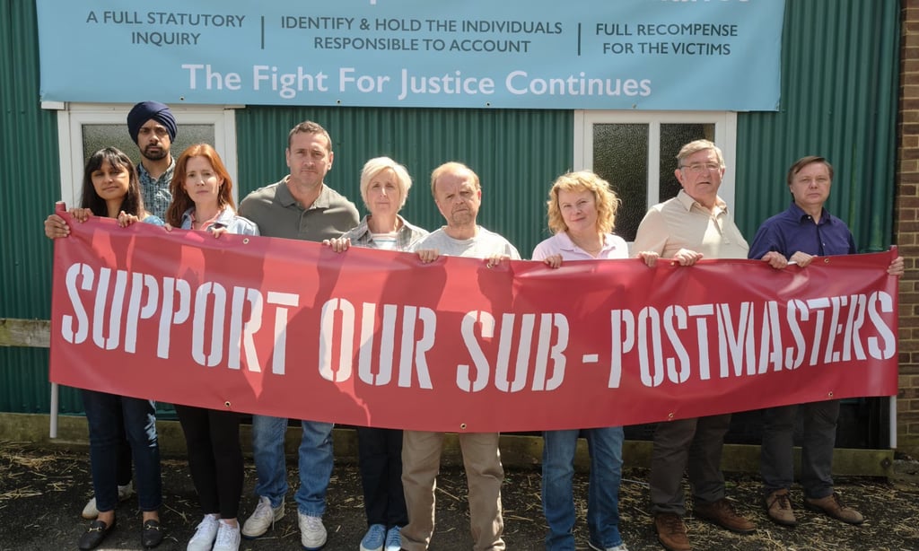 Toby Jones stars as the title character (sixth from left) in “Mr Bates vs the Post Office”. Photo: ITV Toby Jones stars as the title character (sixth from left) in “Mr Bates vs the Post Office”. Photo: ITV