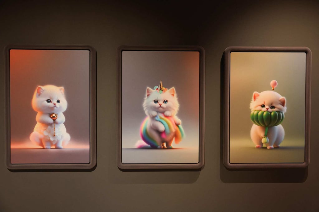 Artwork “Playing Dress-up With AI”, created by British design consultancy Graphic Thought Facility, at “Cute”. Photo: AFP