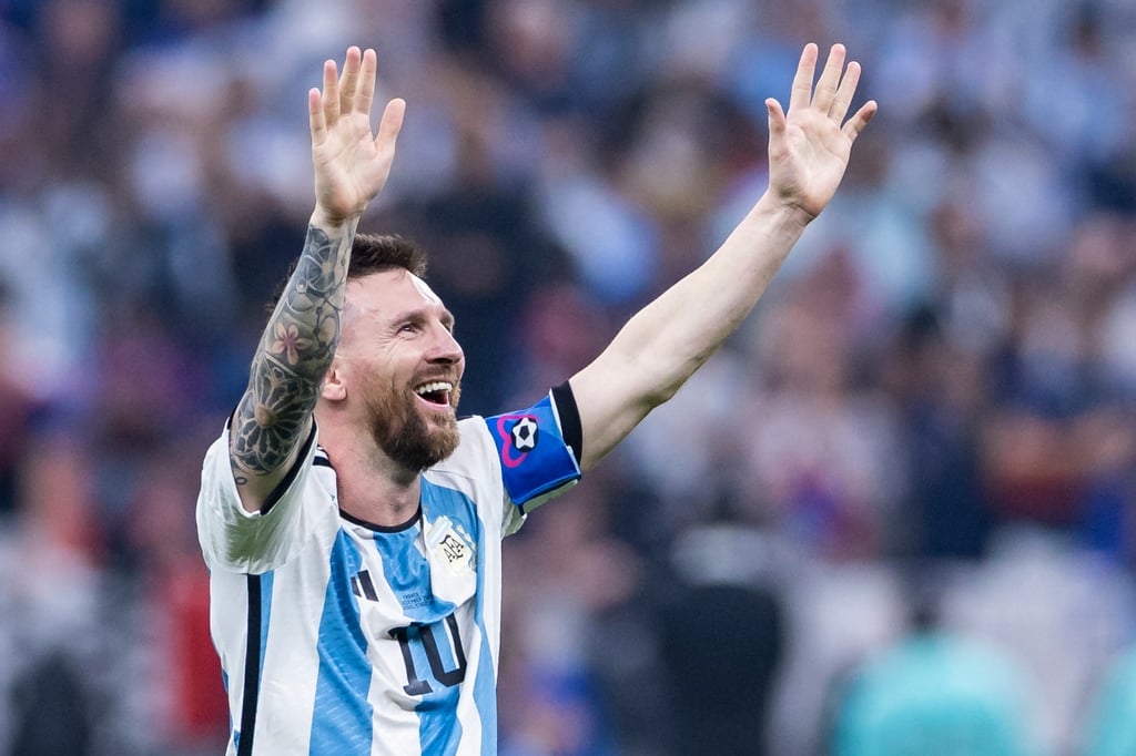 Lionel Messi celebrates after winning the Fifa World Cup with Argentina in Qatar in 2022. Photo: dpa Lionel Messi celebrates after winning the Fifa World Cup with Argentina in Qatar in 2022. Photo: dpa