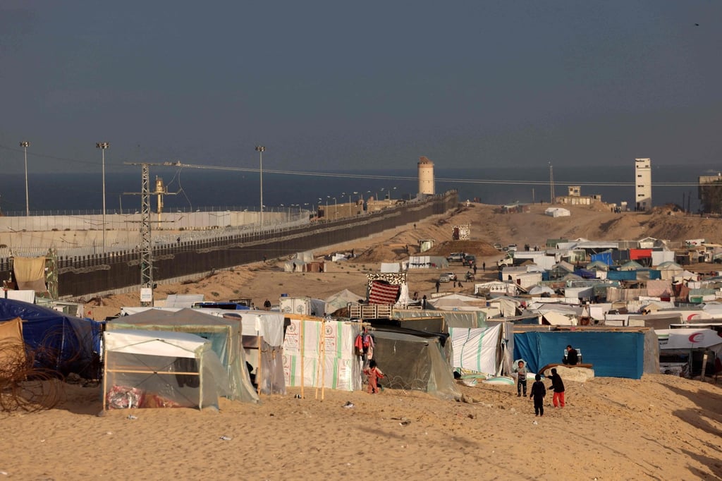 A makeshift tent camp for displaced Palestinians in Rafah near the border with Egypt in southern Gaza. Photo: AFP A makeshift tent camp for displaced Palestinians in Rafah near the border with Egypt in southern Gaza. Photo: AFP