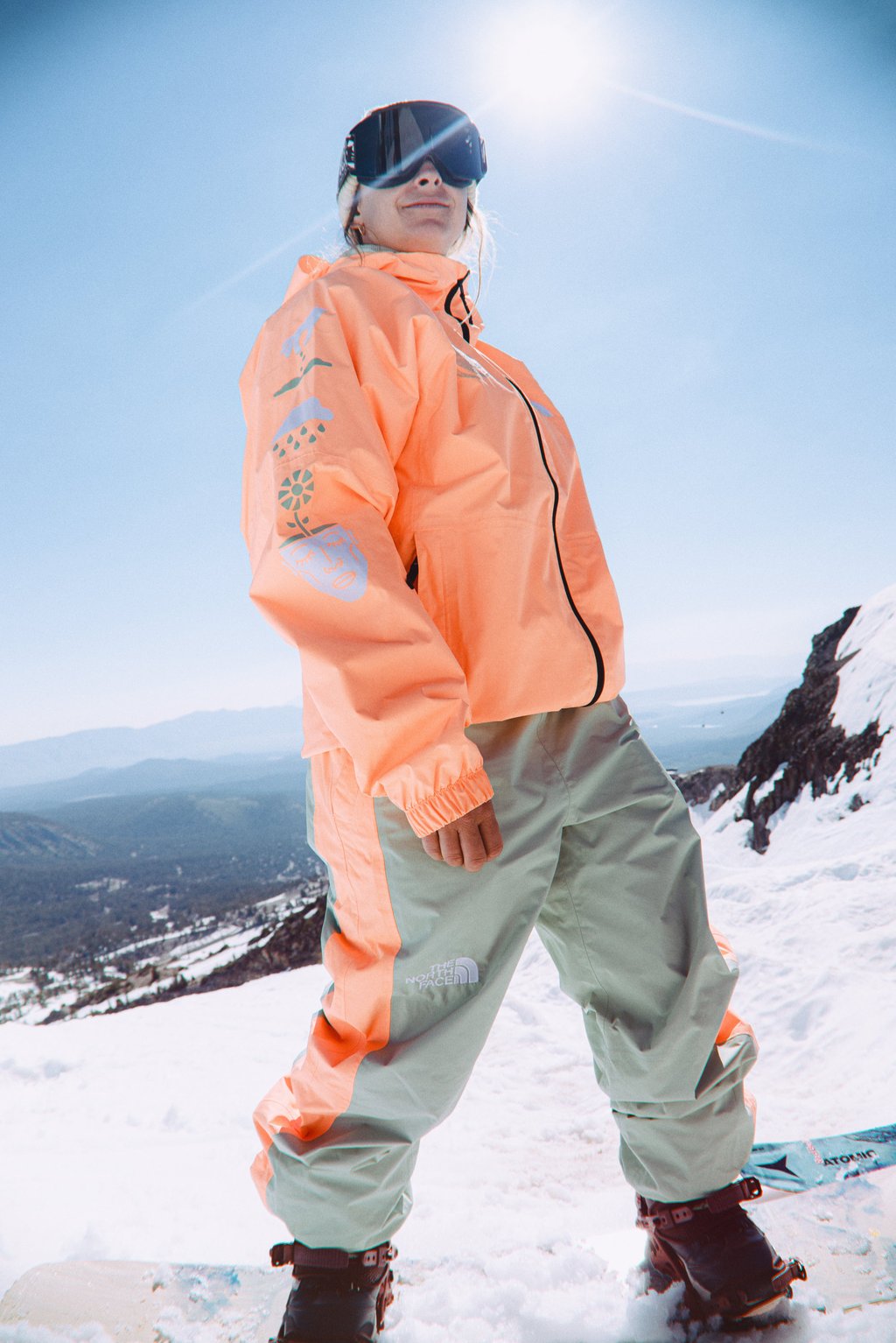 Bright orange and olive make a fine combination in the North Face’s Freeride collection