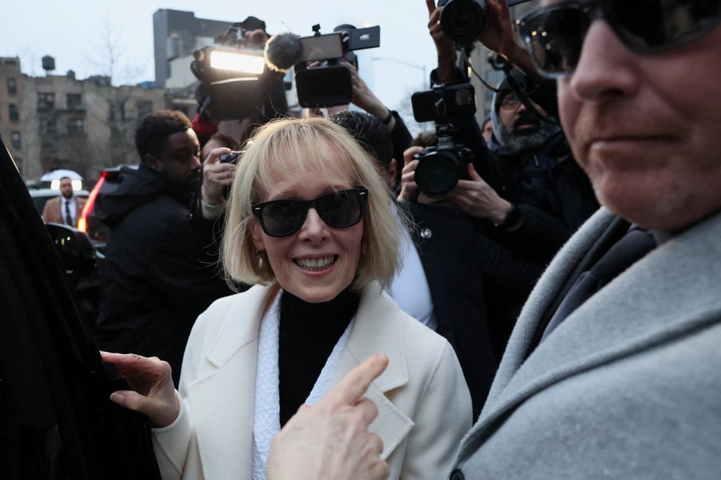 E. Jean Carroll enters a car as she leaves the Manhattan Federal Court in New York on Friday. Photo: Reuters
