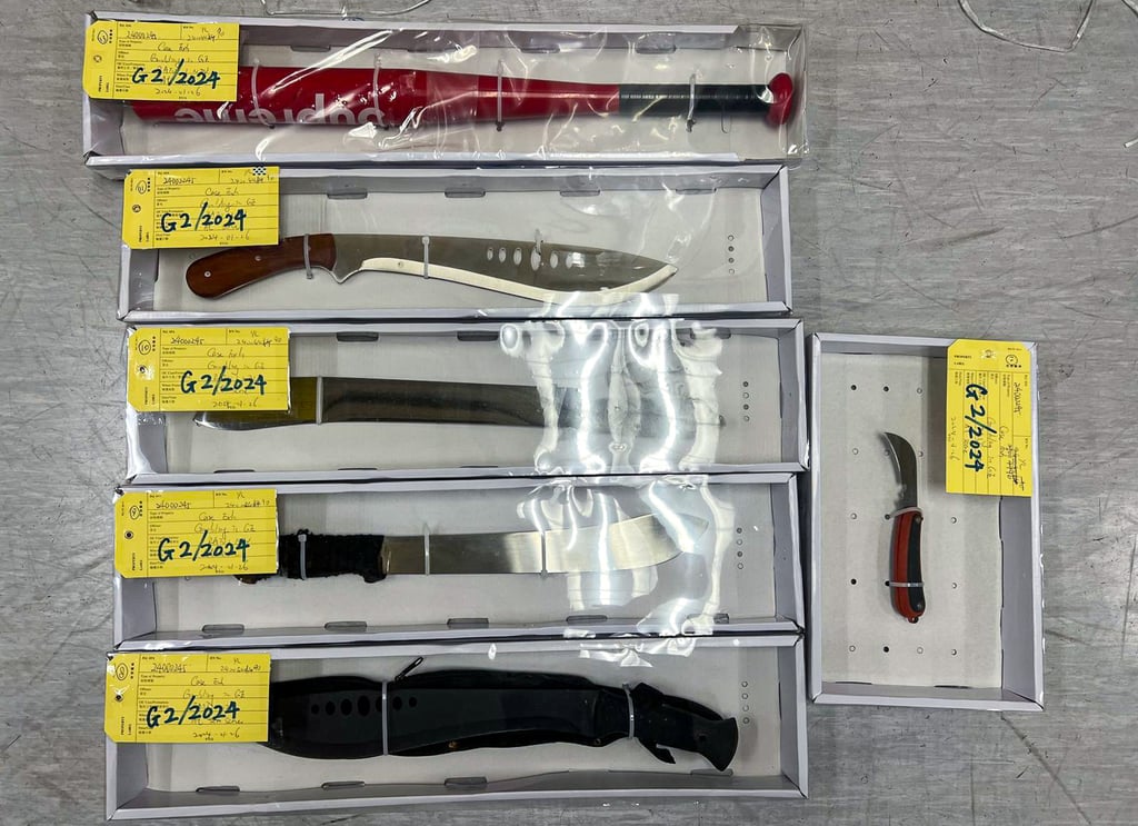 Items seized during the operation. The force said it raided 252 entertainment venues and illegal establishments, including “gambling venues, drug dens and unlicensed pubs”. Photo: Handout