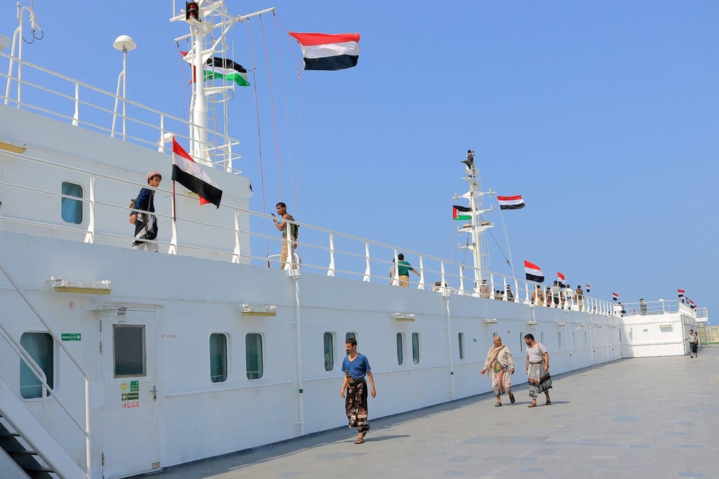 People on board the Galaxy Leader cargo ship. Photo: AFP People on board the Galaxy Leader cargo ship. Photo: AFP