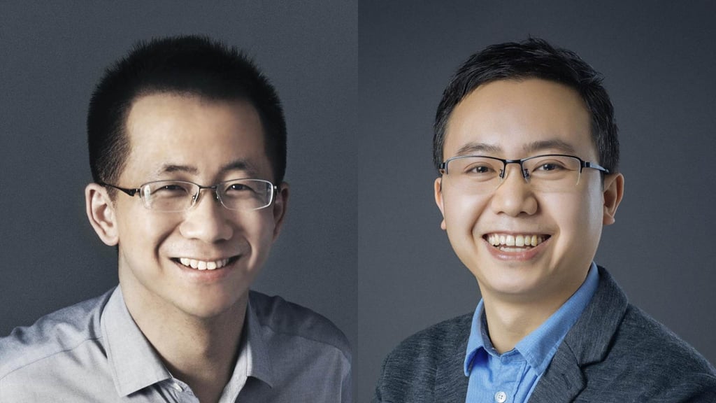 Zhang Yiming, left, and Liang Rubo co-founded ByteDance in March 2012. Photo: ByteDance