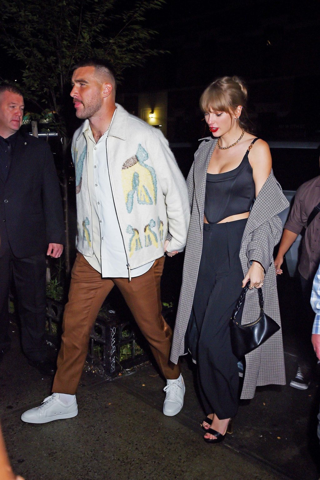 Travis Kelce and Taylor Swift, loose and casual while leaving an SNL after-party in New York, in October 2023. Photo: Mega/GC Images Travis Kelce and Taylor Swift, loose and casual while leaving an SNL after-party in New York, in October 2023. Photo: Mega/GC Images