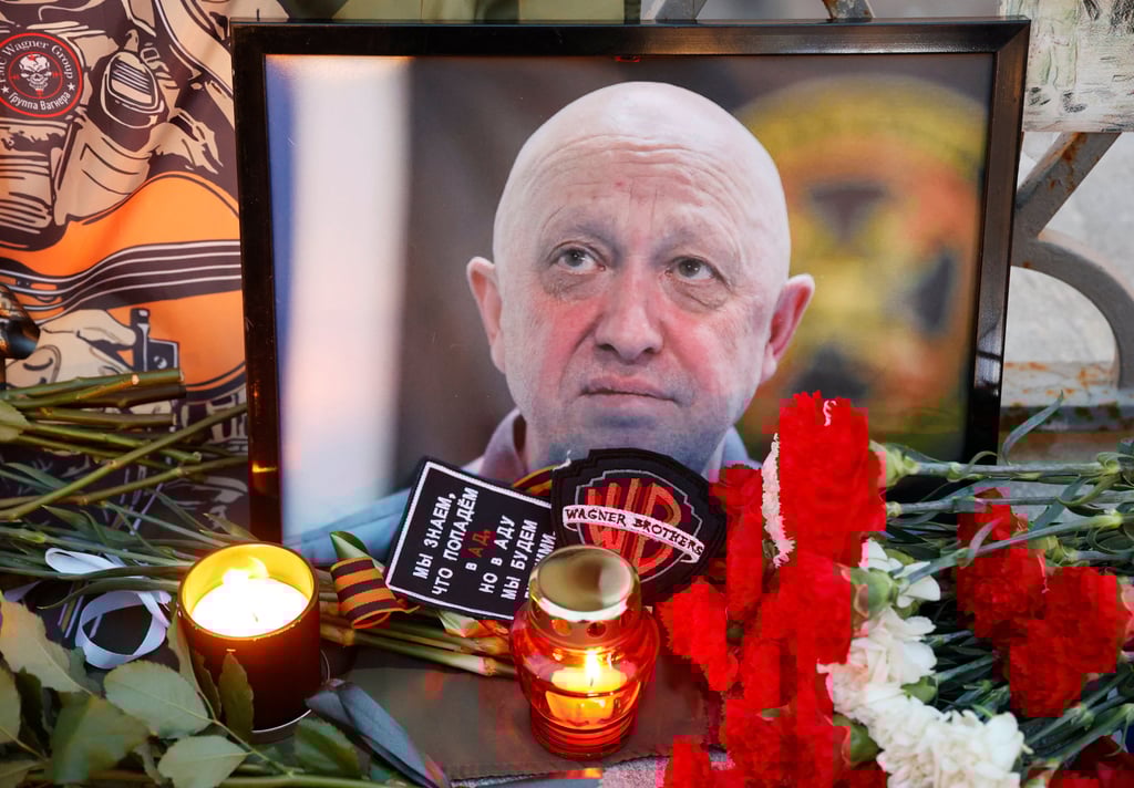 A portrait of Yevgeny Prigozhin at a makeshift memorial in Moscow, in August, 2023. File photo: Reuters A portrait of Yevgeny Prigozhin at a makeshift memorial in Moscow, in August, 2023. File photo: Reuters