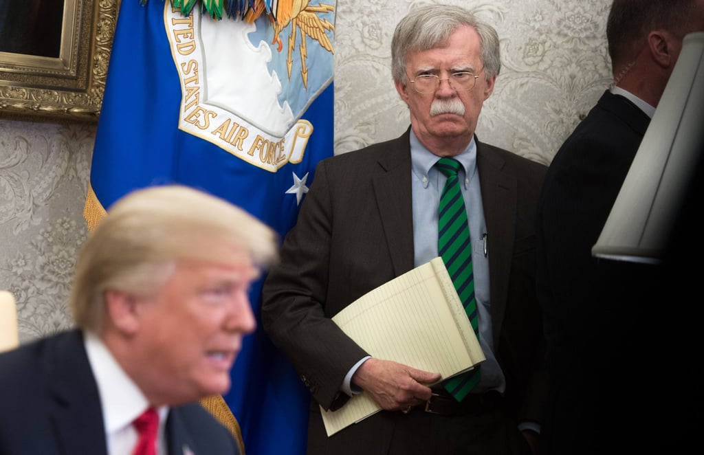 Then US National Security Adviser John Bolton (right) stands alongside then US President Donald Trump in Washington DC on May 17, 2018. Photo: AFP Then US National Security Adviser John Bolton (right) stands alongside then US President Donald Trump in Washington DC on May 17, 2018. Photo: AFP