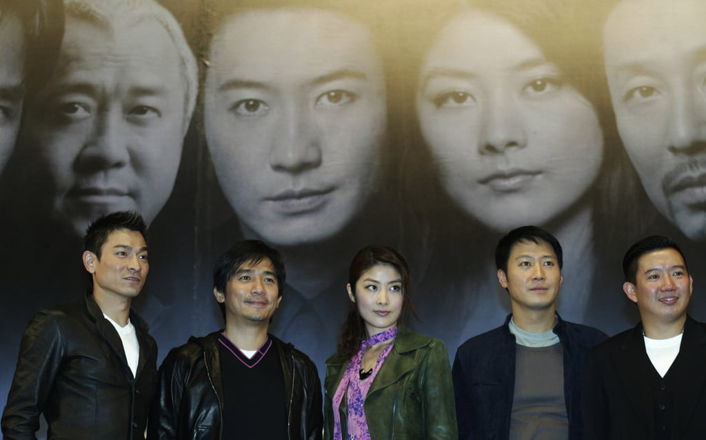(From left) Andy Lau, Tony Leung, Kelly Chen, Leon Lai and To at a press conference for the launch of Infernal Affairs III in Beijing in 2003. Photo: SCMP
