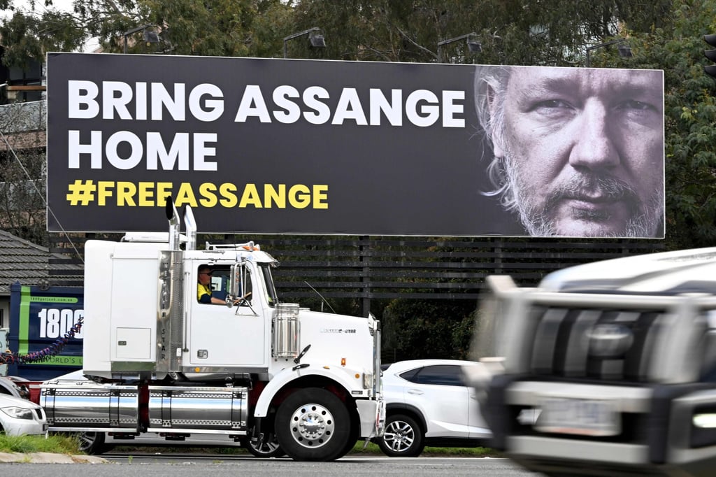 A giant billboard in Melbourne in September calls for the release of WikiLeaks founder Julian Assange. Photo: AFP A giant billboard in Melbourne in September calls for the release of WikiLeaks founder Julian Assange. Photo: AFP
