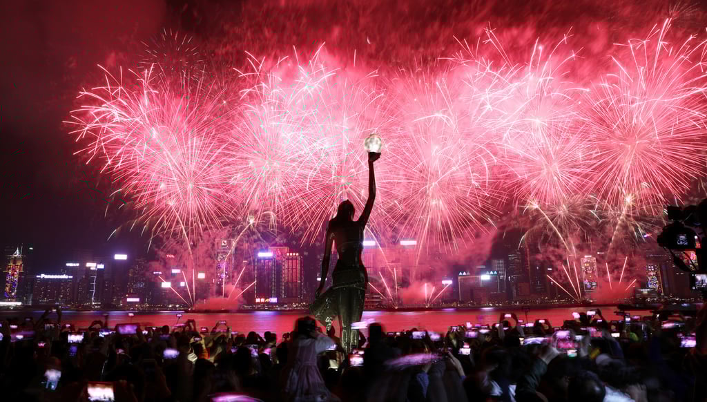 The Lunar New Year fireworks display over Victoria Harbour in February 2019. Photo: Nora Tam