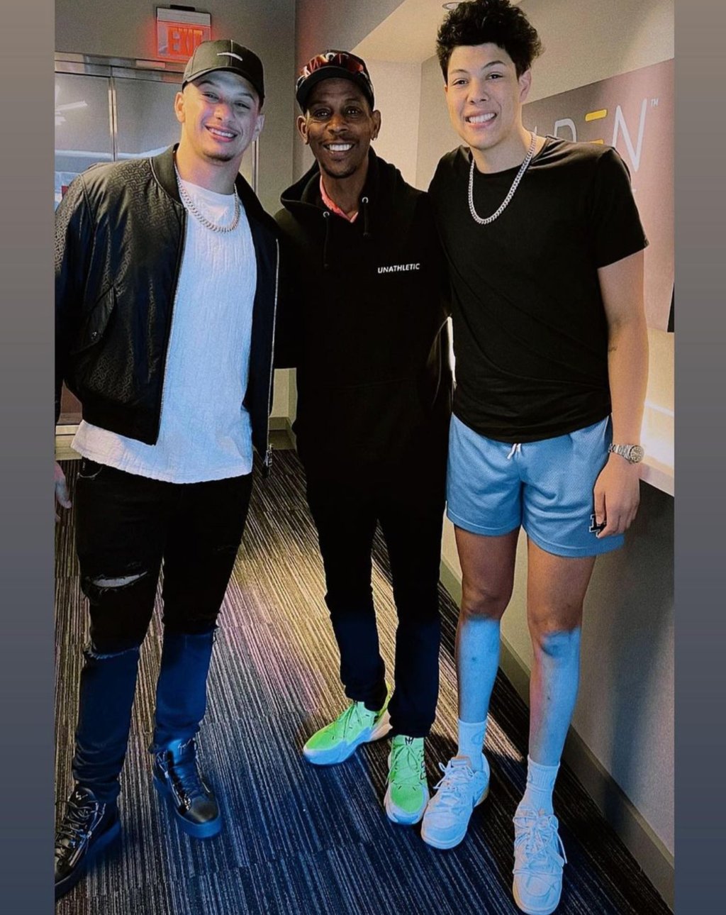 NFL player Patrick Mahomes, his MLB player dad Pat Mahomes, and his TikTok influencer brother Jackson Mahomes. Photo: @silky__p/Instagram NFL player Patrick Mahomes, his MLB player dad Pat Mahomes, and his TikTok influencer brother Jackson Mahomes. Photo: @silky__p/Instagram
