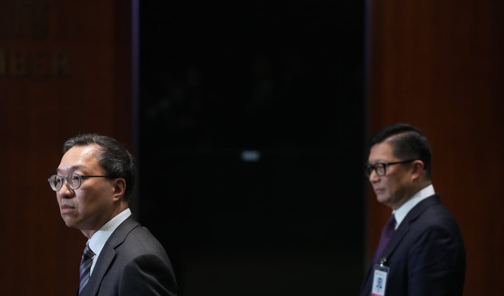 Justice minister Paul Lam (left) and Secretary for Security Chris Tang meet the media on Tuesday. Photo: Sam Tsang