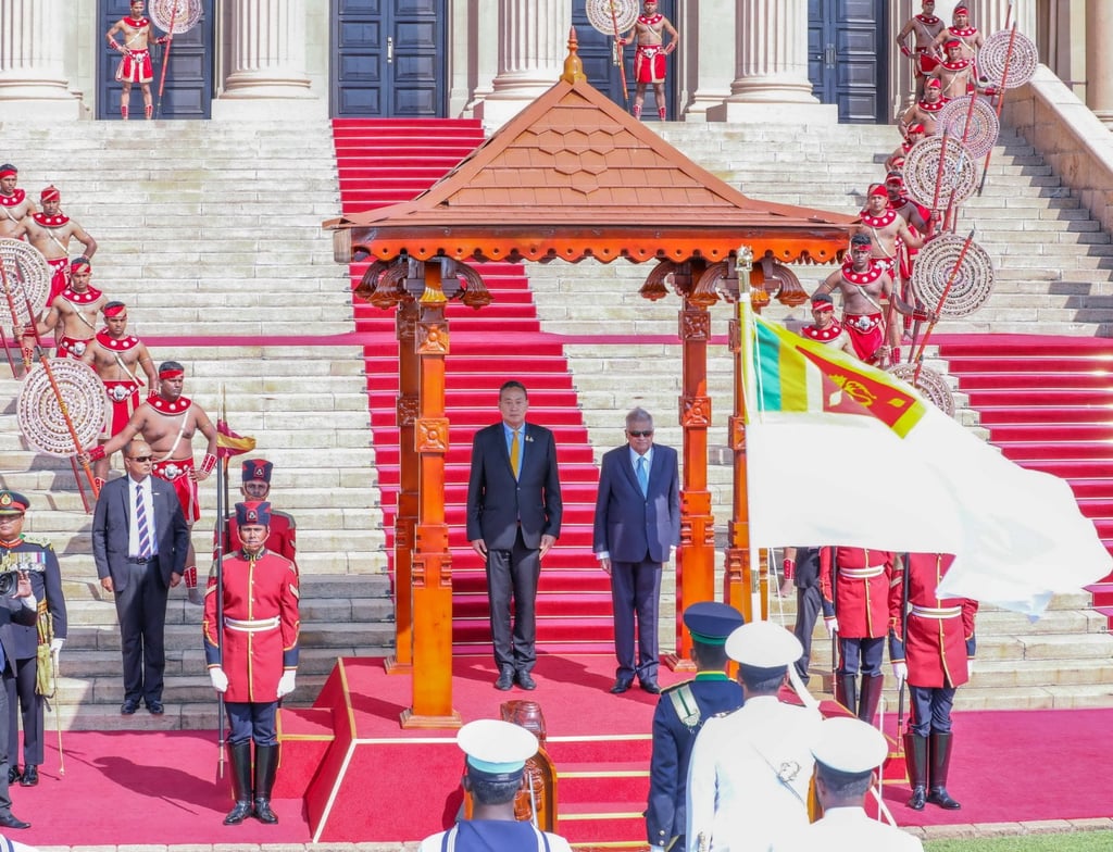 Thailand’s Prime Minister Srettha Thavisin and Sri Lankan President Ranil Wickremesinghe at a guard of honour ceremony in Colombo on February 3. Photo: EPA-EFE/Sri Lankan President’s Media Division Thailand’s Prime Minister Srettha Thavisin and Sri Lankan President Ranil Wickremesinghe at a guard of honour ceremony in Colombo on February 3. Photo: EPA-EFE/Sri Lankan President’s Media Division