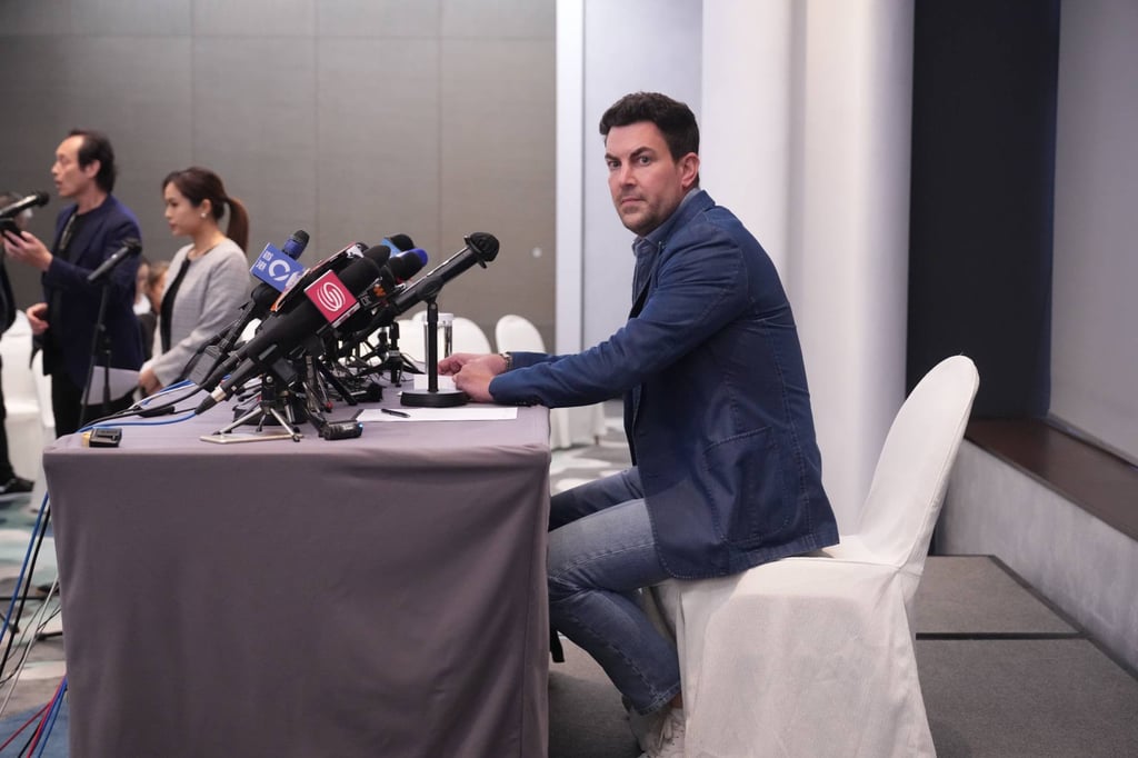 Tatler Asia chairman and CEO Michel Lamuniere meets the media after disappointed fans showed their anger after Inter Miami star Lionel Messi failed to take the field for a friendly match in Hong Kong. Photo: Sam Tsang