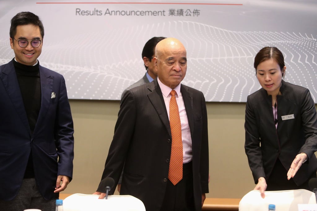 New World Development chairman Henry Cheng Kar-shun (centre) and CEO Adrian Cheng (left) seen in this file photo from February 2019. Photo: Winson Wong New World Development chairman Henry Cheng Kar-shun (centre) and CEO Adrian Cheng (left) seen in this file photo from February 2019. Photo: Winson Wong