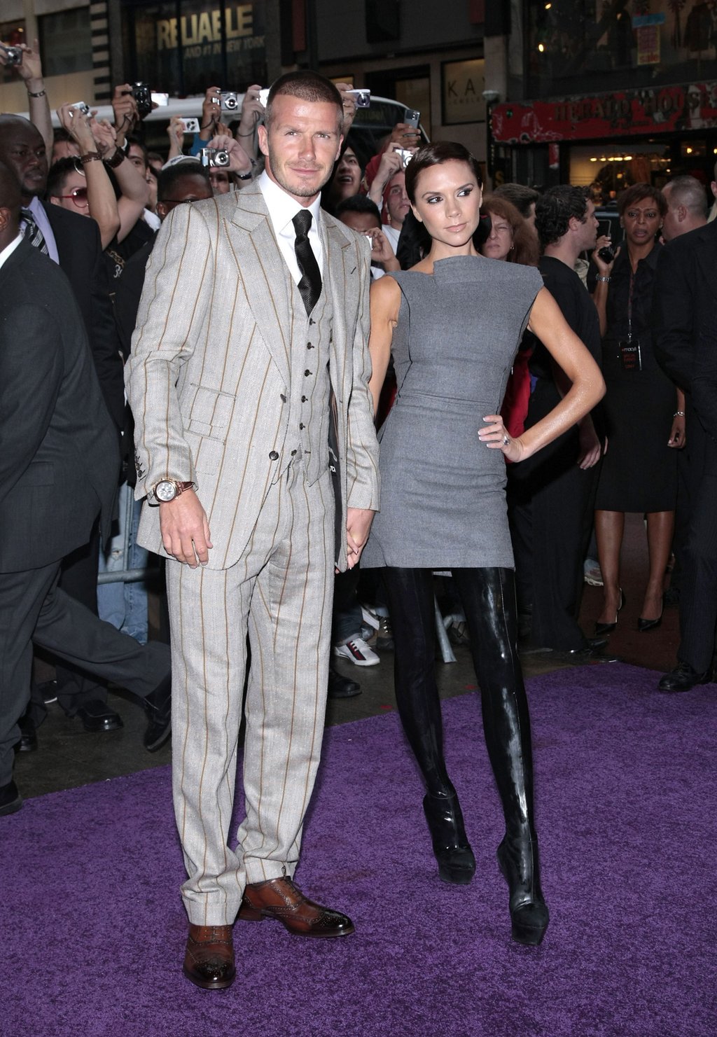 David Beckham and Victoria Beckham arrive at the Beckham Signature fragrance launch at Macy’s Herald Square in 2008, in New York City. Photo: WireImage David Beckham and Victoria Beckham arrive at the Beckham Signature fragrance launch at Macy’s Herald Square in 2008, in New York City. Photo: WireImage