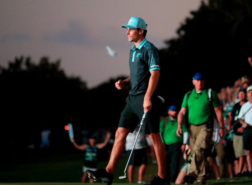 Torque GC’s Joaquin Niemann reacts after winning the LIV Golf Mayakoba on the fourth play-off hole. Photo: Reuters Torque GC’s Joaquin Niemann reacts after winning the LIV Golf Mayakoba on the fourth play-off hole. Photo: Reuters