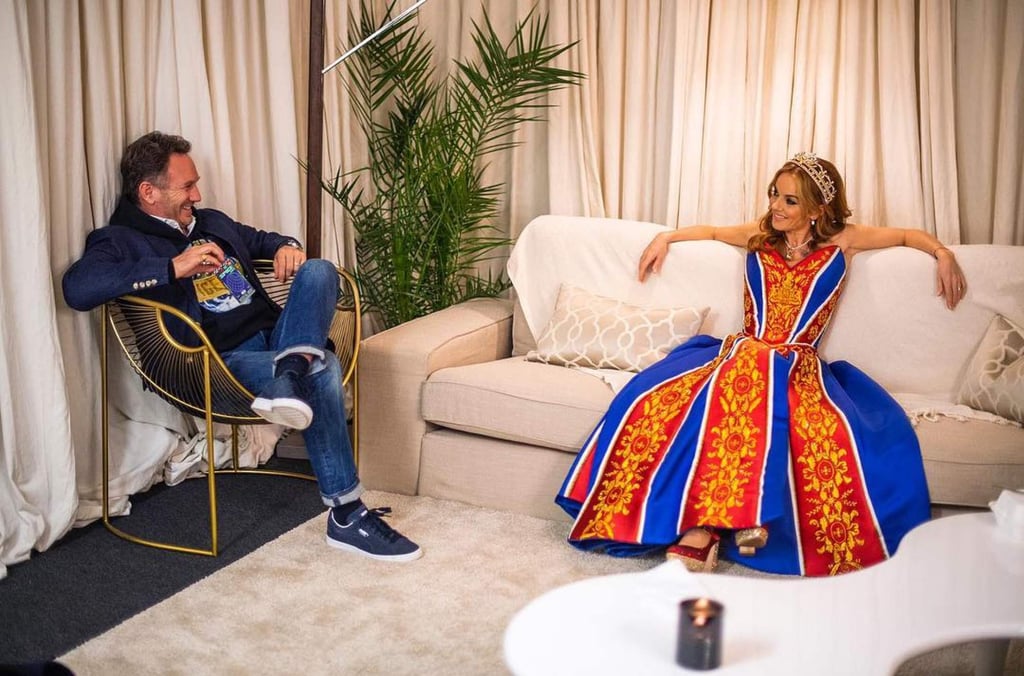 Christian Horner backstage with wife Geri Horner during a Spice Girls concert. Photo: @therealgerihalliwell/Instagram