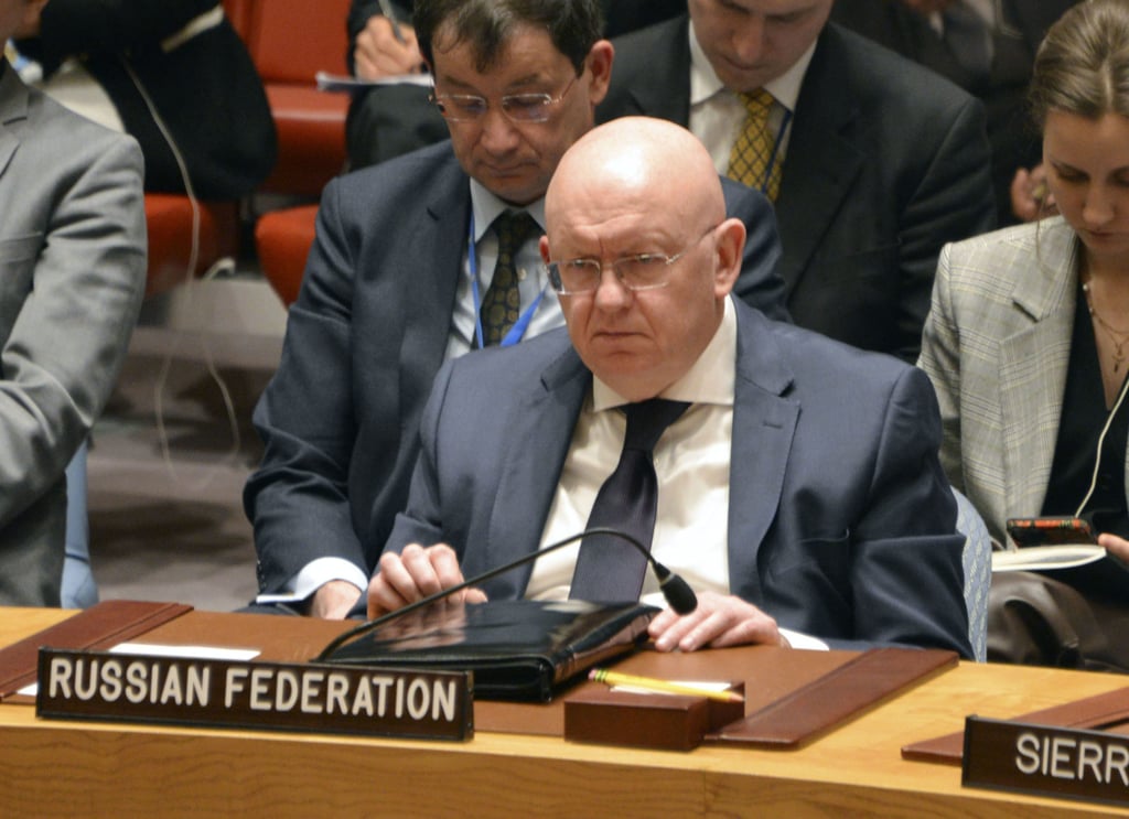 Russian Ambassador to the United Nations Vassily Nebenzia attends a UN Security Council session at UN headquarters in New York on Monday. Earlier, the US military had launched retaliatory air strikes against Iran-backed militias in Iraq and Syria after a drone attack killed three US troops at a base in Jordan. Photo: Kyodo