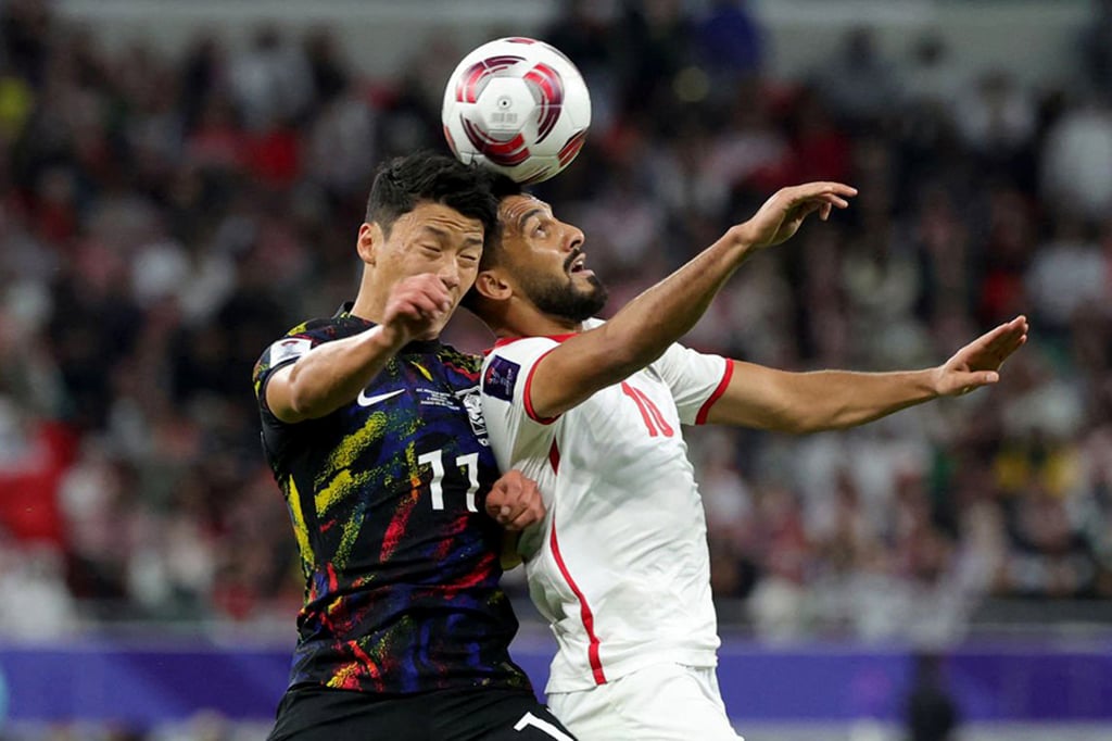 South Korea’s Hwang Hee-chan (left) and Jordan’s Musa Al-Taamari battle for the ball during the Asian Cup semi-final. Photo: DPA South Korea’s Hwang Hee-chan (left) and Jordan’s Musa Al-Taamari battle for the ball during the Asian Cup semi-final. Photo: DPA