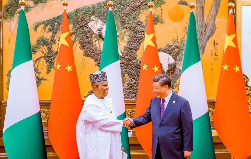 Nigerian Vice President Kashim Shettima with Chinese Presidet Xi Jinping at the Belt and Road Forum in Beijing last year. Photo: Presidency of Nigeria/Anadolu via Getty Images