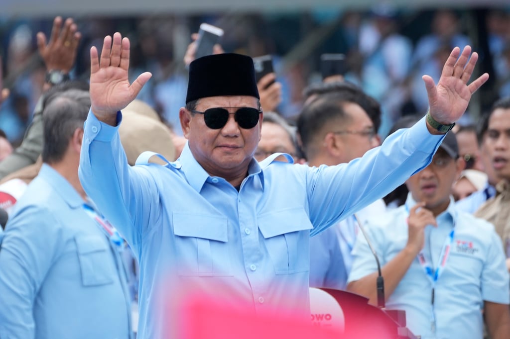 Indonesian Defence Minister Prabowo Subianto at an election rally on Saturday. He has been criticised about the Mirage deal by rival candidates during campaigning for the presidential polls. Photo: AP
