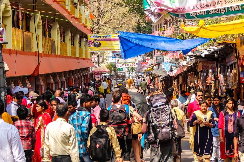 People at a market street in Rishikesh, Uttarakhand. Photo: Shutterstock