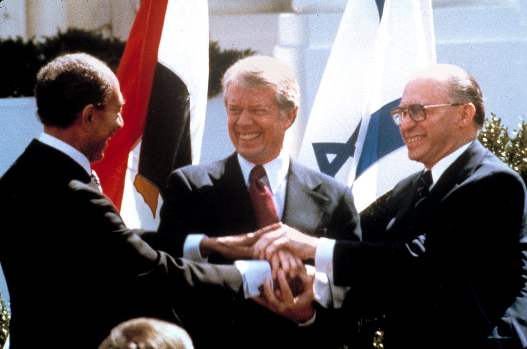 Egyptian President Anwar Sadat, US President Jimmy Carter and Israeli Prime Minister Menachem Begin in 1979. File photo: AP Egyptian President Anwar Sadat, US President Jimmy Carter and Israeli Prime Minister Menachem Begin in 1979. File photo: AP