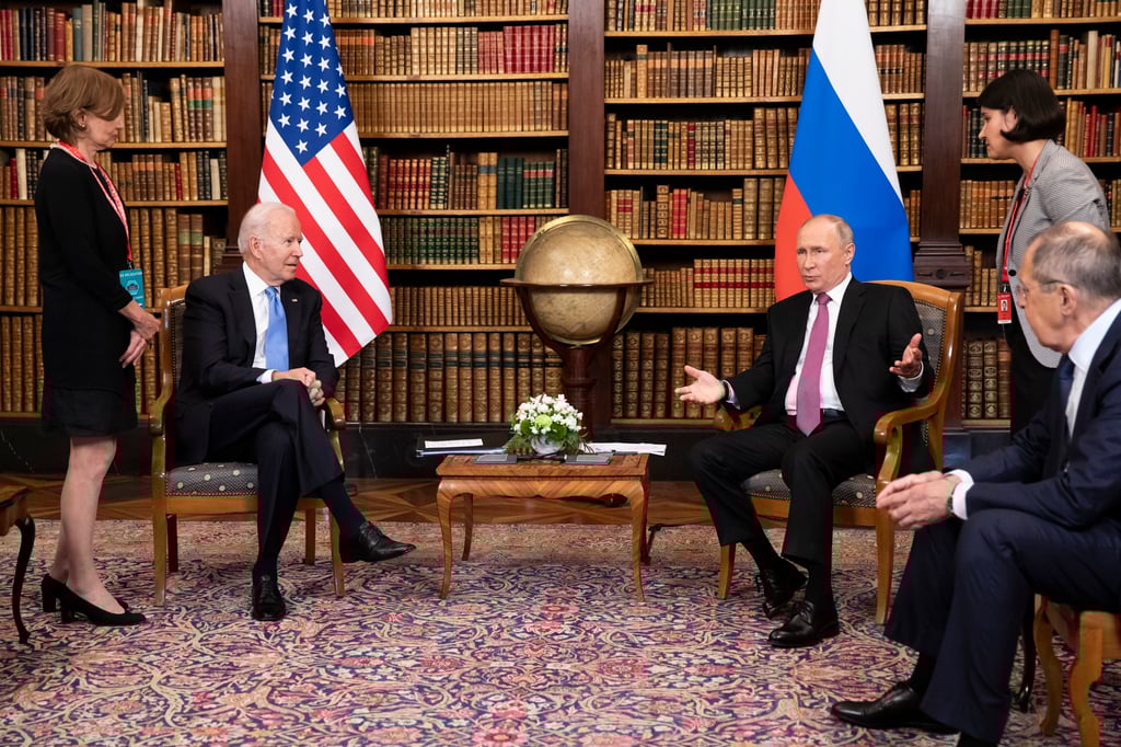US President Joe Biden and Russian President Vladimir Putin meet at Villa La Grange in Geneva, Switzerland in June 2021. Photo: TNS US President Joe Biden and Russian President Vladimir Putin meet at Villa La Grange in Geneva, Switzerland in June 2021. Photo: TNS