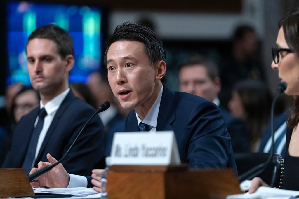 TikTok CEO Shou Zi Chew testifies during a US congressional hearing in Washington on January 31. Photo: AP