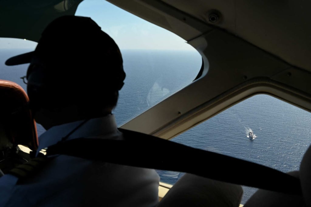 A Chinese vessel, identified by the Philippine Coast Guard as “maritime militia” near Scarborough Shoal in the disputed South China Sea. Photo: AFP