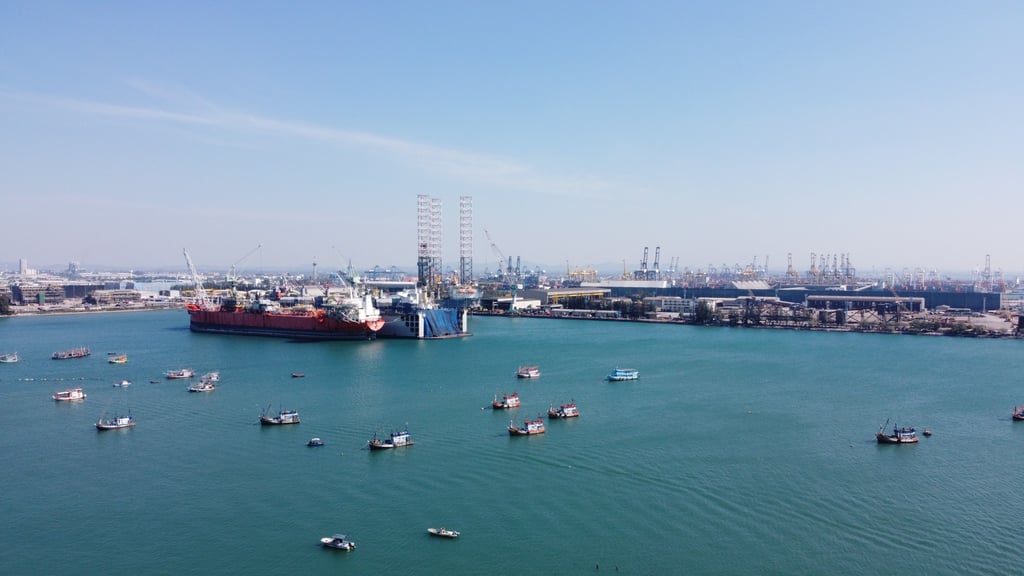 A tanker docked at the Laem Chabang Port, in Chonburi Province, Thailand. Photo: Vijitra Duangdee A tanker docked at the Laem Chabang Port, in Chonburi Province, Thailand. Photo: Vijitra Duangdee