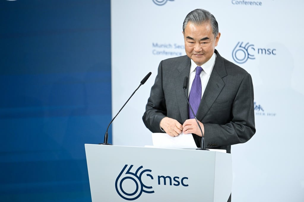 China’s Foreign Minister Wang Yi at the Munich Security Conference in Germany on Saturday. Photo: dpa
