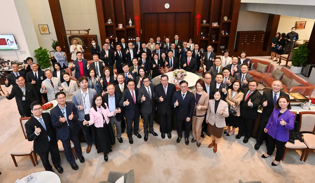Attendees at the Legislative Council exchange session. Secretary for Security Chris Tang says critics have been spreading false information about the coming domestic national security law. Photo: Handout