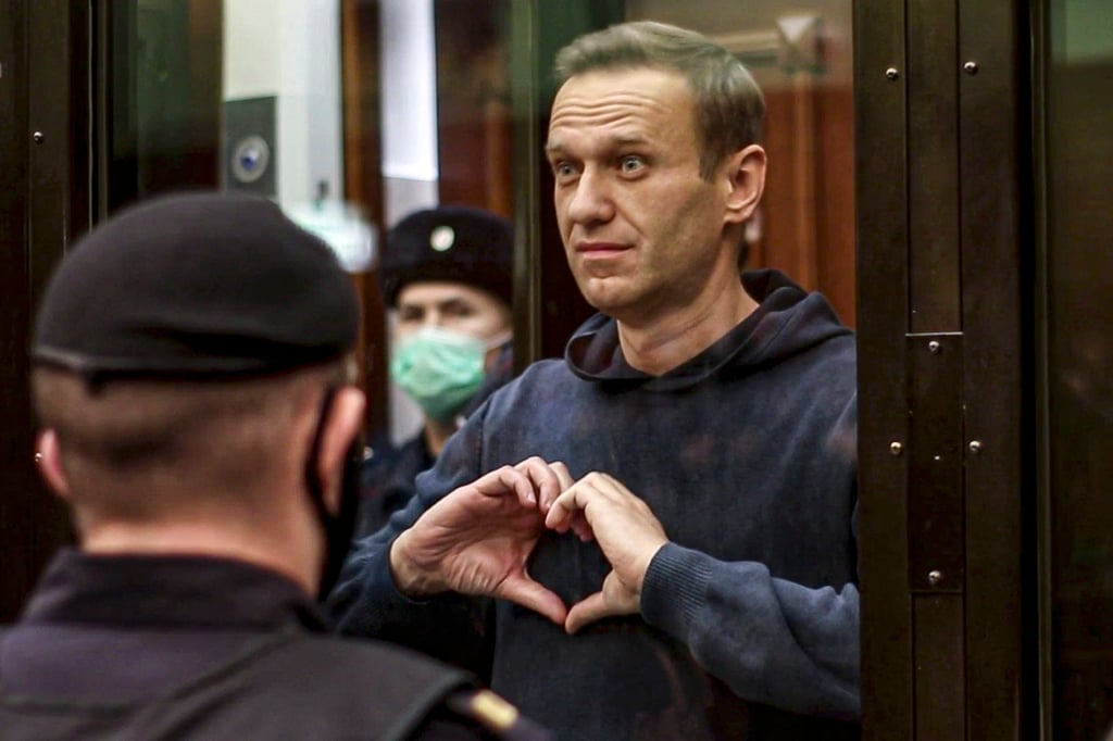 Alexei Navalny at a court hearing in 2021. File photo: Moscow City Court via AP Alexei Navalny at a court hearing in 2021. File photo: Moscow City Court via AP