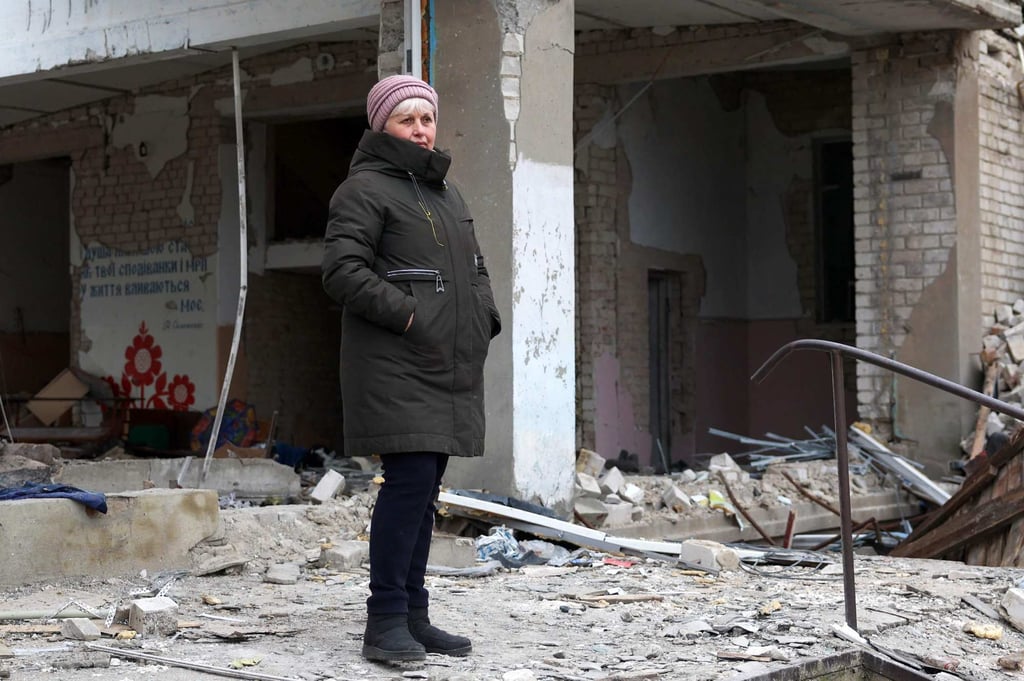 Ukrainian teacher and administrator Lyudmila Polovko poses near her school, destroyed by a Russian missile, in the town of Kostyantynivka, Donetsk region. Photo: AFP Ukrainian teacher and administrator Lyudmila Polovko poses near her school, destroyed by a Russian missile, in the town of Kostyantynivka, Donetsk region. Photo: AFP