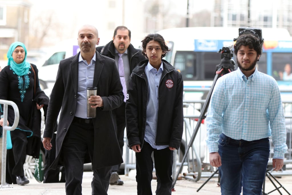 Supporters of the Afzaal family arrive at the courthouse to attend the sentencing hearing of Nathaniel Veltman in London, Ontario, on Thursday. Photo: Canadian Press via AP Supporters of the Afzaal family arrive at the courthouse to attend the sentencing hearing of Nathaniel Veltman in London, Ontario, on Thursday. Photo: Canadian Press via AP