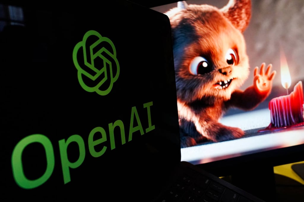 A video created by Sora, Open AI’s text-to-video generator, plays on a monitor in Washington, DC on February 16, 2024. The Microsoft-backed company said the new platform was currently being tested, but released a few videos of what it was now capable of creating. Photo: Agence France-Presse A video created by Sora, Open AI’s text-to-video generator, plays on a monitor in Washington, DC on February 16, 2024. The Microsoft-backed company said the new platform was currently being tested, but released a few videos of what it was now capable of creating. Photo: Agence France-Presse