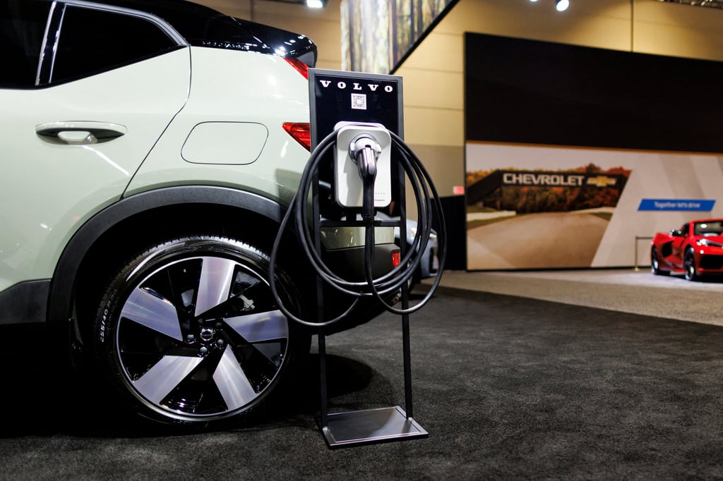 Shanghai Zhida Technology Development makes car charging systems, which are used by 70 brands across China. Above, a Volvo charging port for an EV. Photo: Reuters Shanghai Zhida Technology Development makes car charging systems, which are used by 70 brands across China. Above, a Volvo charging port for an EV. Photo: Reuters