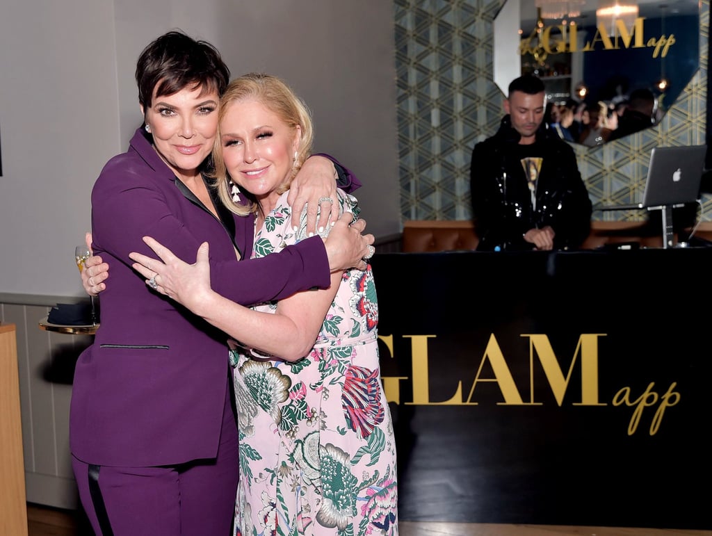 Kris Jenner and Kathy Hilton get close at a Paris Hilton x The Glam App event in Hollywood in 2019. Photo: Getty Images