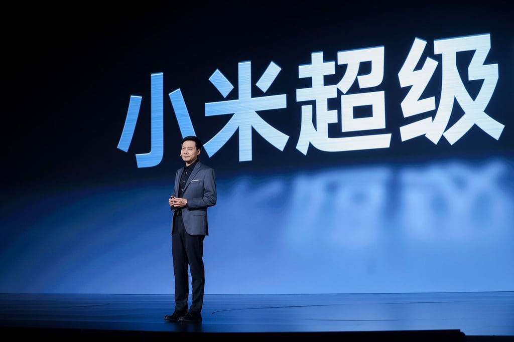 Xiaomi founder and CEO Lei Jun at the unveiling of its first EV in December. Photo: Handout