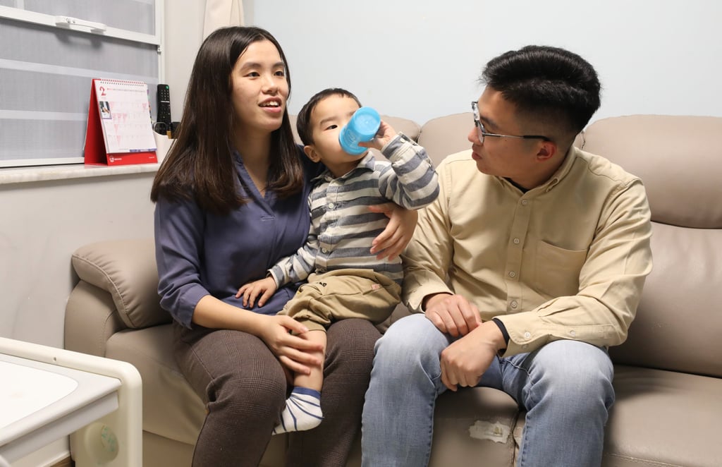Cherry Chan, mother of two-year-old Yau Yu-chai, said she and her husband, Sunny Yau, were disappointed by the lack of government support in the latest budget Photo: Sun Yeung Cherry Chan, mother of two-year-old Yau Yu-chai, said she and her husband, Sunny Yau, were disappointed by the lack of government support in the latest budget Photo: Sun Yeung